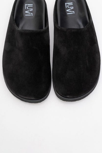 Space - Black Suede Leather Slide Sandal (Women)
