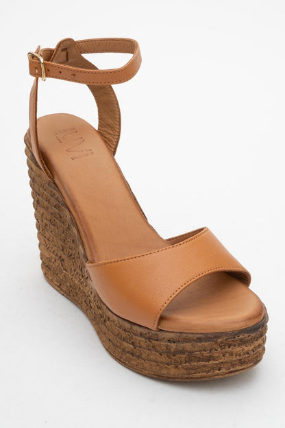 Elsie - Cognac Wedge Leather Sandal (Women)