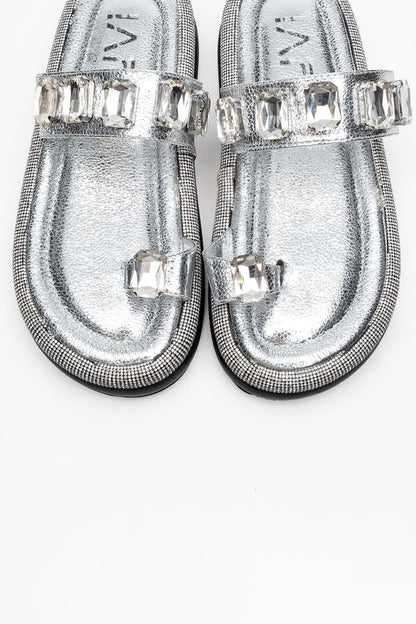Evans Silver Jeweled Platform Sandal (Women)