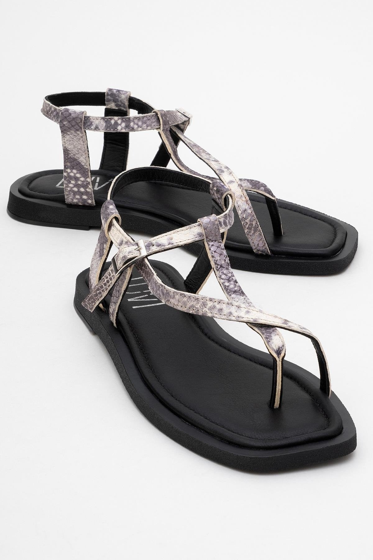 Morgana Black Leather Thong Sandal (Women)