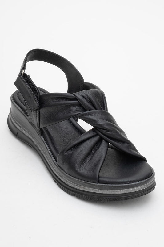 Oara - Black Leather Sandal (Women)