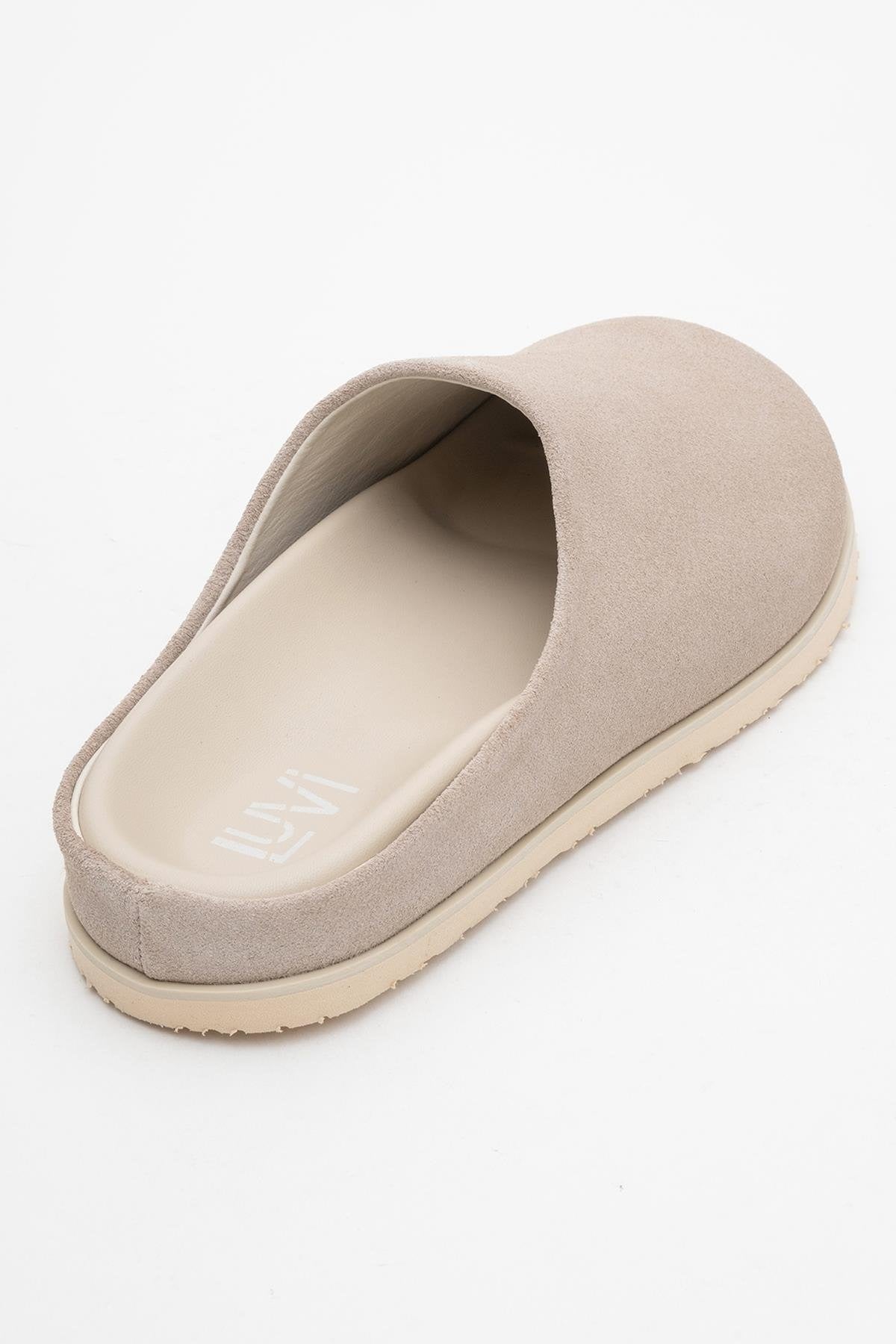 Space - Beige Suede Leather Slide Sandal (Women)