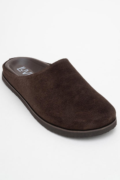 Space - Brown Suede Leather Slide Sandal (Women)