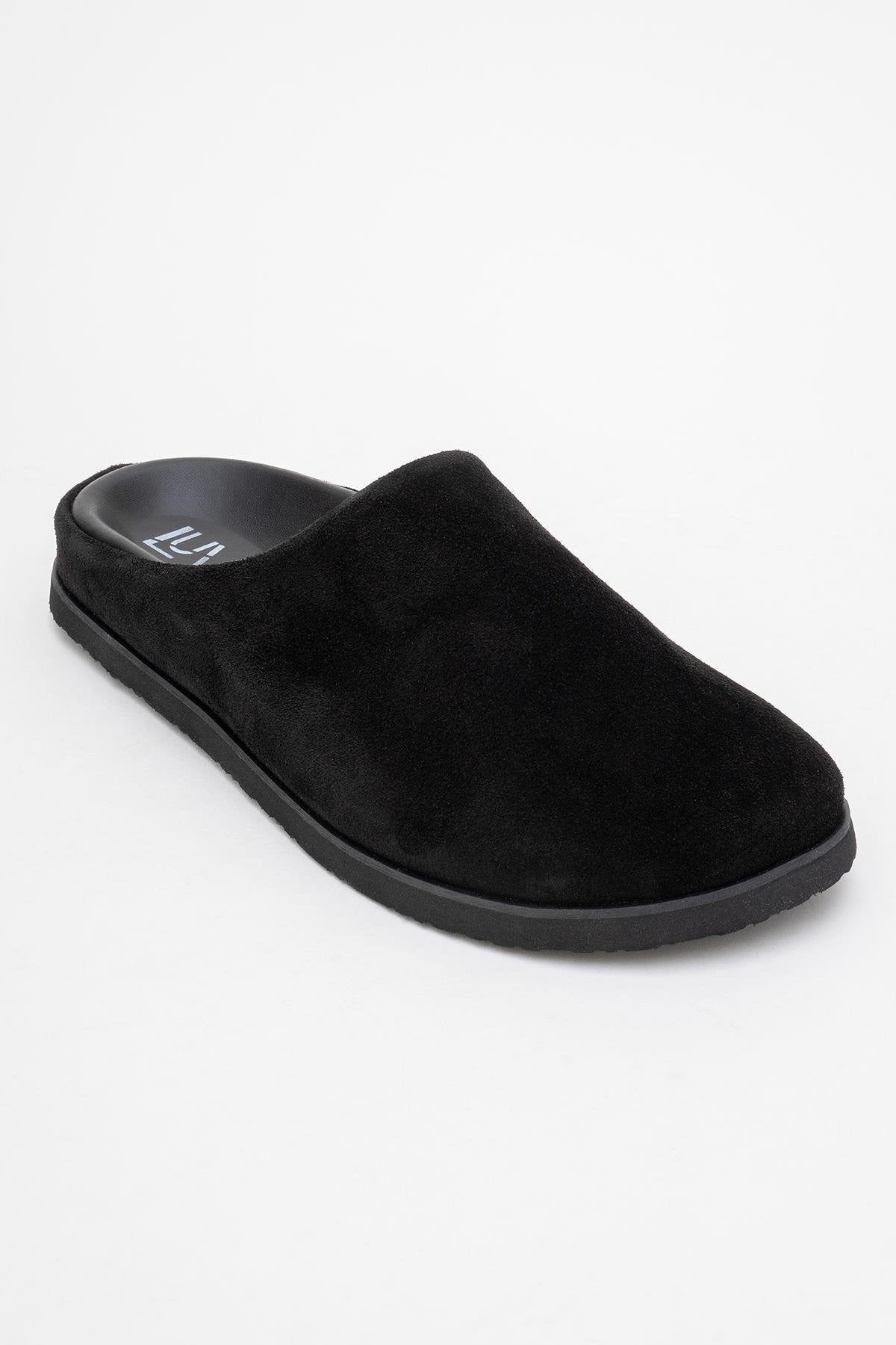 Space - Black Suede Leather Slide Sandal (Women)