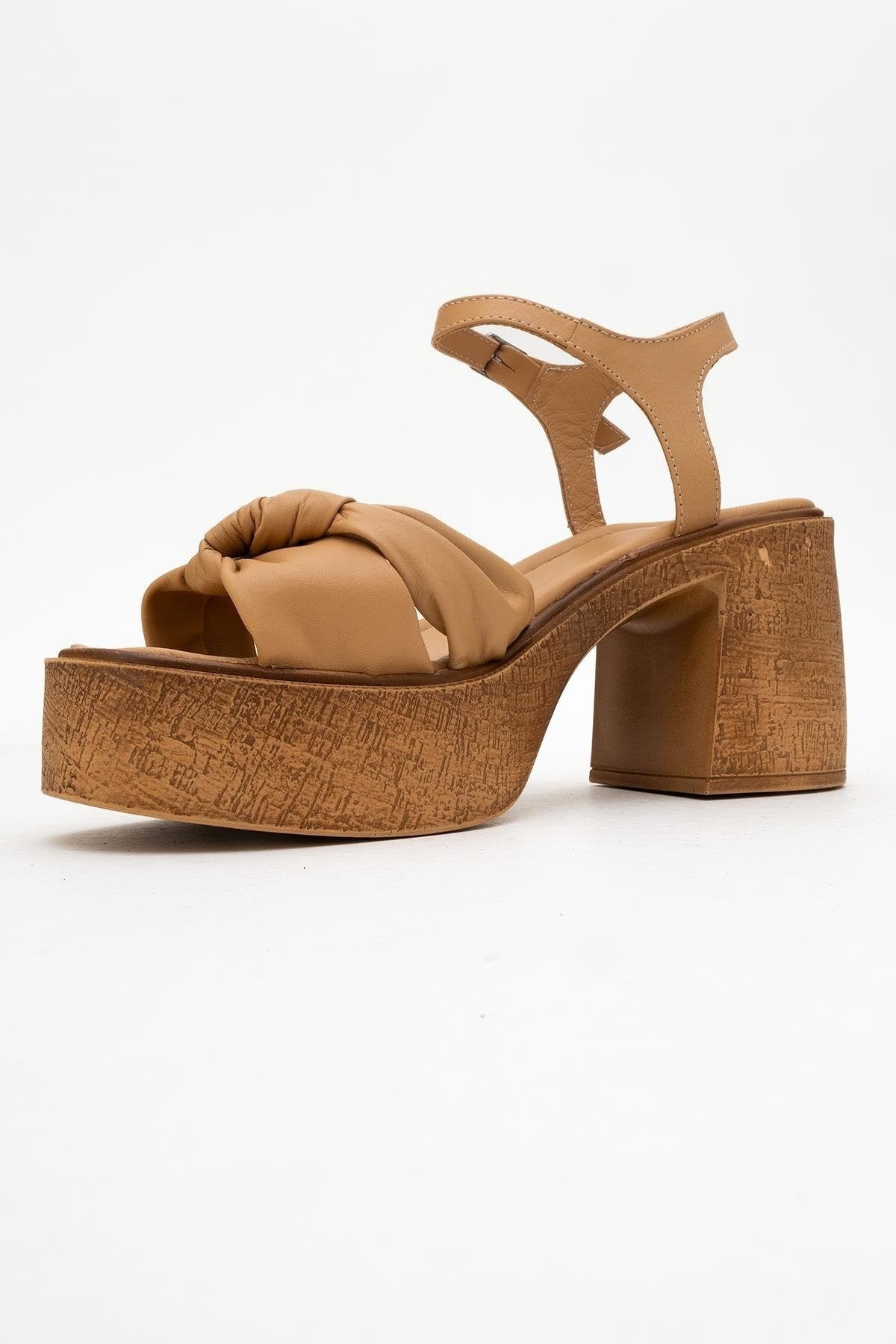 Tily - Cognac Platform Wedge Leather Sandal (Women)