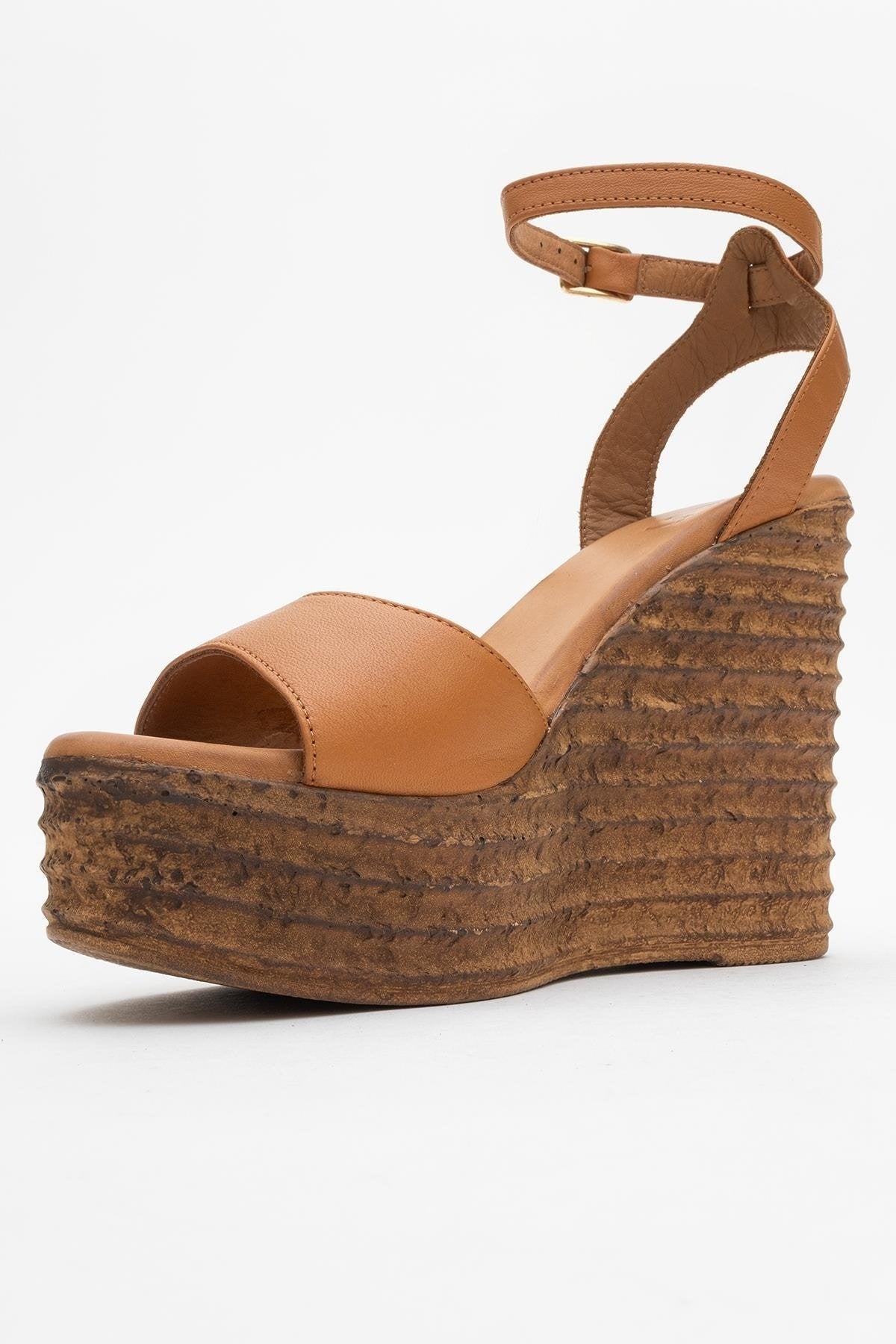 Elsie - Cognac Wedge Leather Sandal (Women)