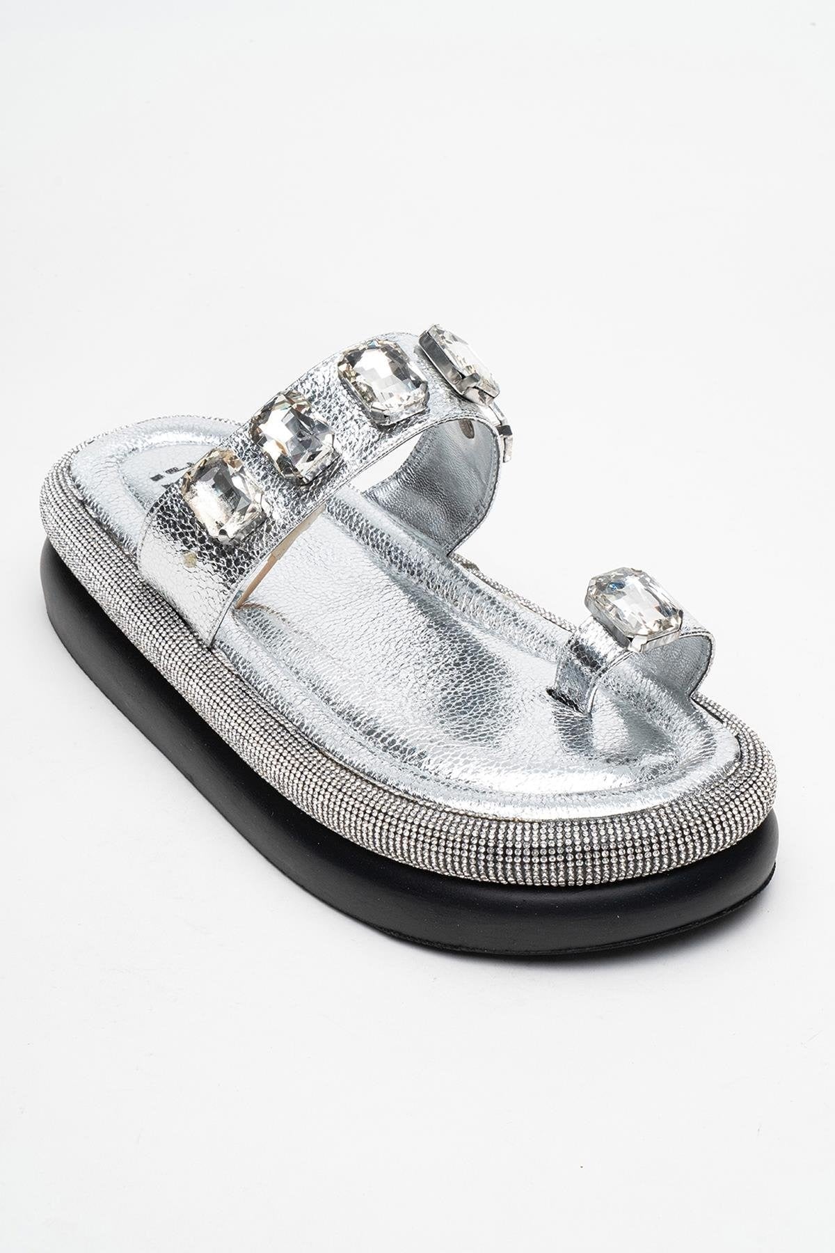 Evans Silver Jeweled Platform Sandal (Women)