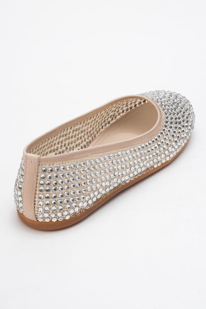 Runway Beige Mesh Embellished Ballet Flat (Women)