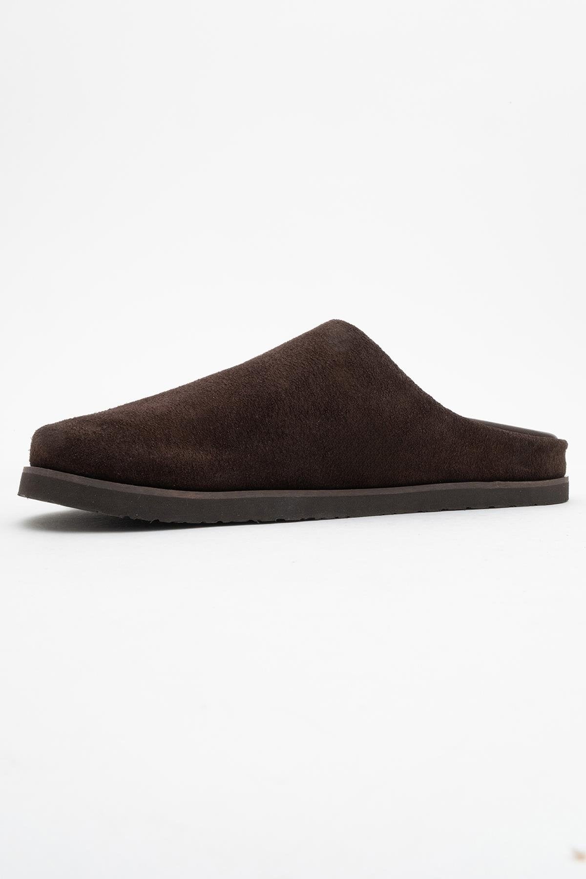 Space - Brown Suede Leather Slide Sandal (Women)
