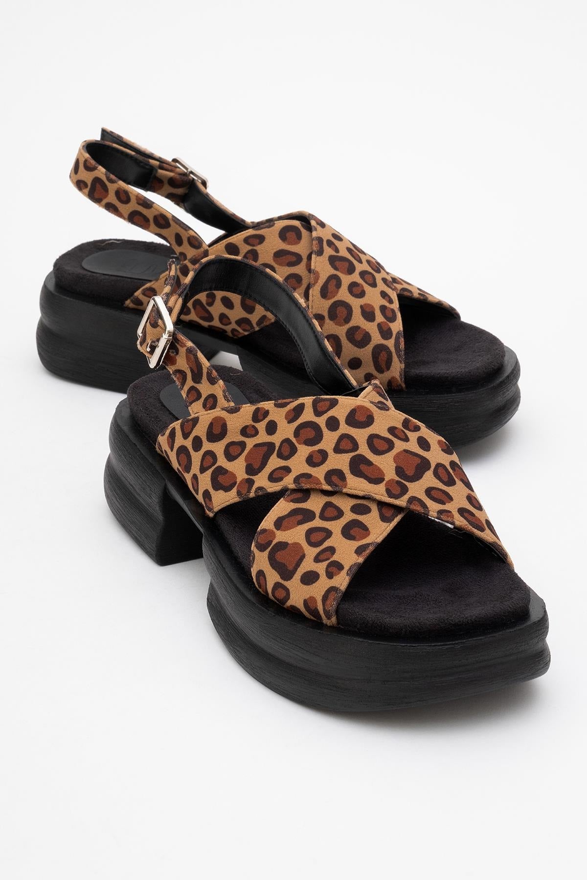 Lungo Leopard Cross‑Strap Wedge Sandal (Women)