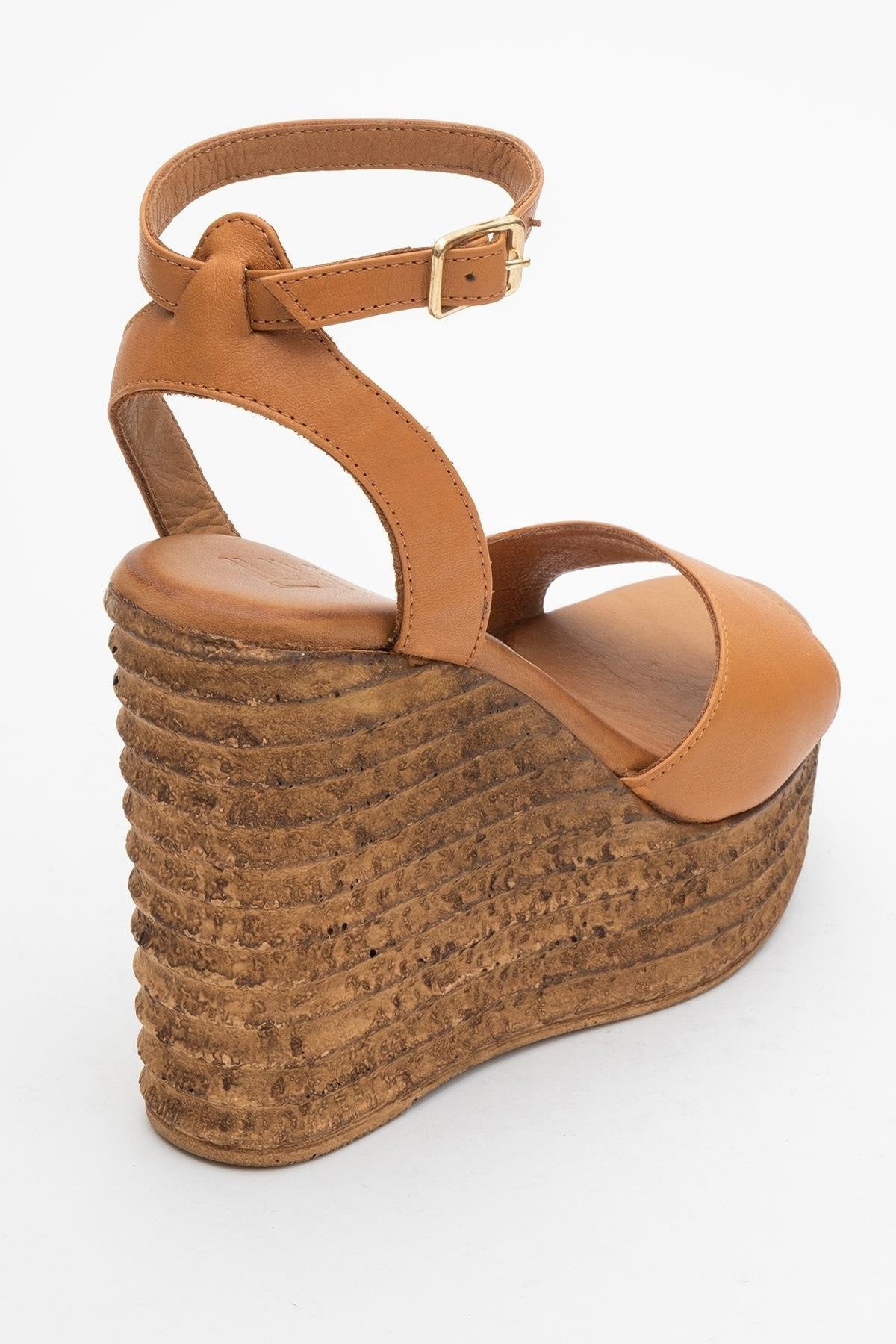 Elsie - Cognac Wedge Leather Sandal (Women)