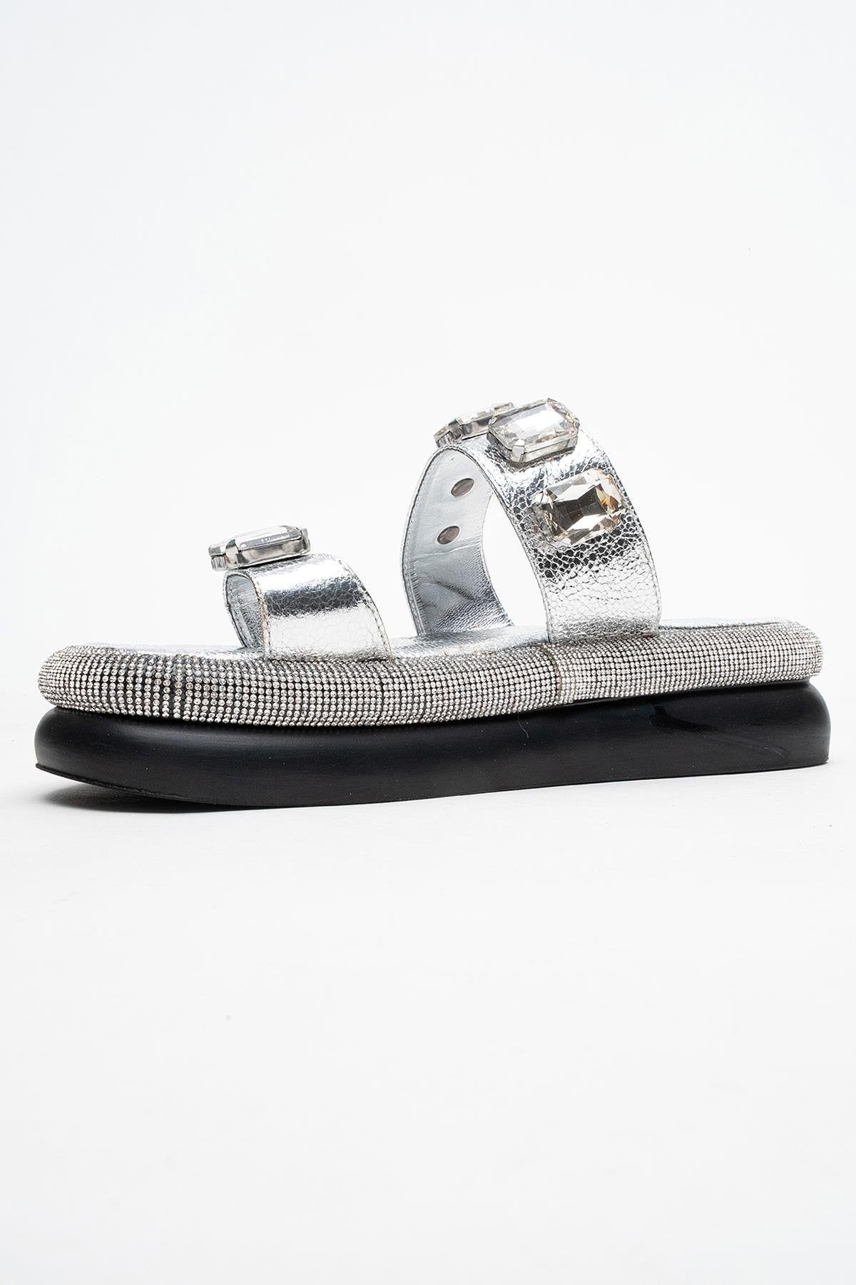 Evans Silver Jeweled Platform Sandal (Women)