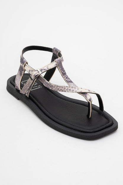 Morgana Black Leather Thong Sandal (Women)