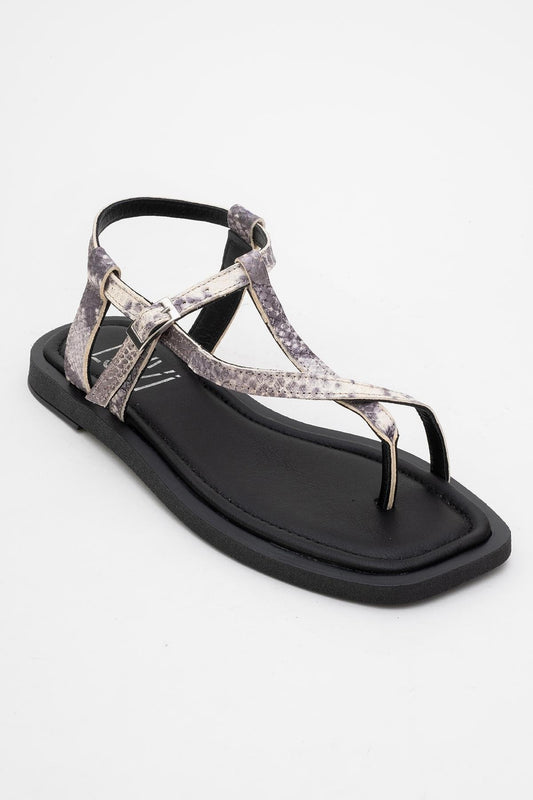 Morgana Black Leather Thong Sandal (Women)