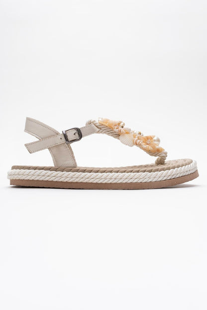 Lely Beige Leather Thong Sandal (Women)