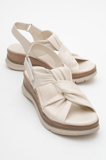 Oara - Beige Leather Sandal (Women)