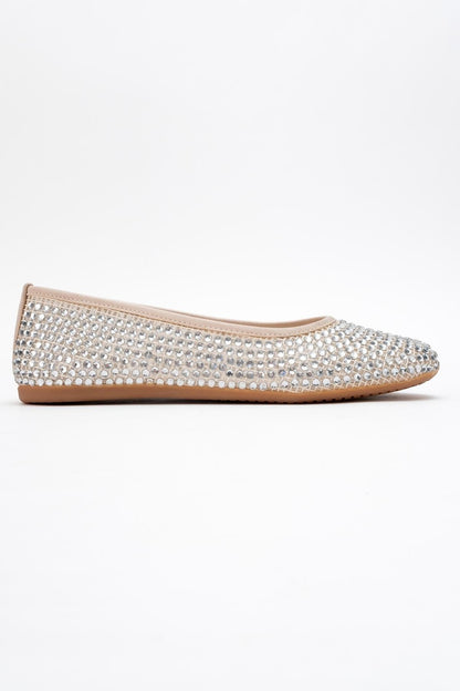 Runway Beige Mesh Embellished Ballet Flat (Women)
