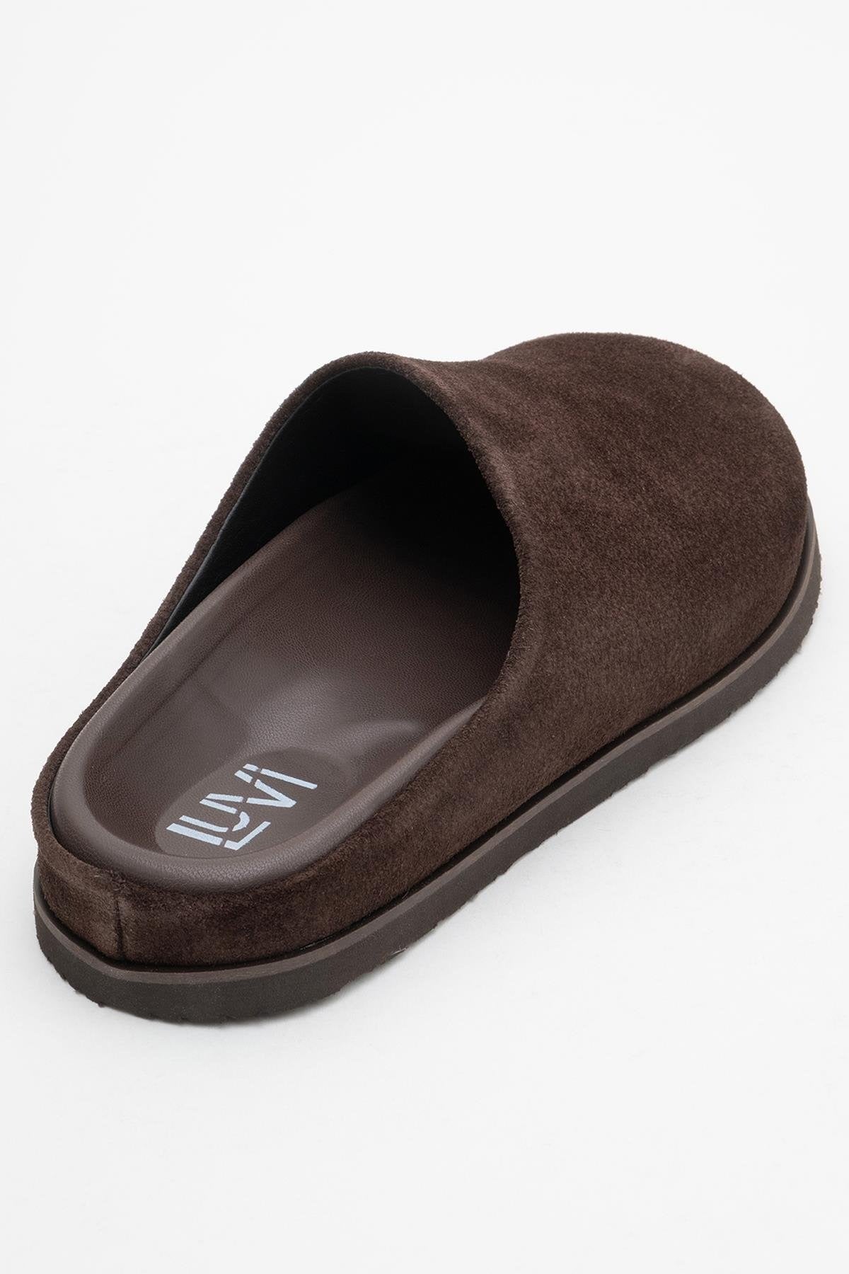 Space - Brown Suede Leather Slide Sandal (Women)