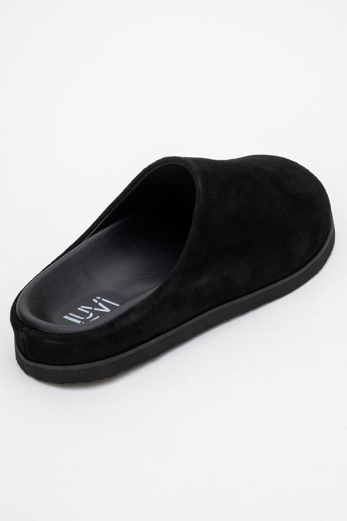 Space - Black Suede Leather Slide Sandal (Women)