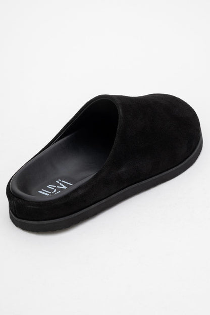 Space - Black Suede Leather Slide Sandal (Women)