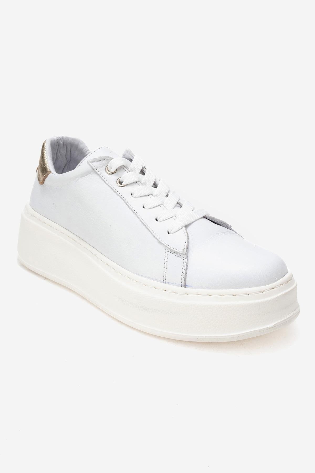 Gueno - Zapatilla de piel genuina blanca (mujer)