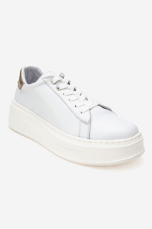 Gueno - Zapatilla de piel genuina blanca (mujer)