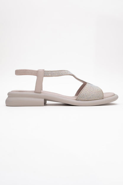 Sieglinde Light Pink Embellished Leather Sandal (Women)