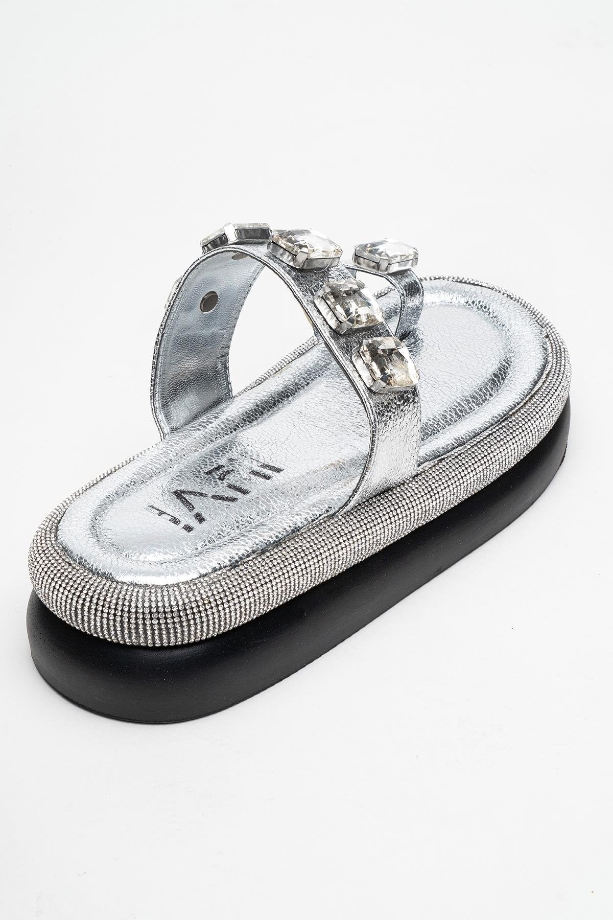 Evans Silver Jeweled Platform Sandal (Women)