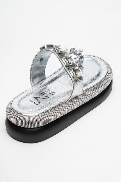 Evans Silver Jeweled Platform Sandal (Women)