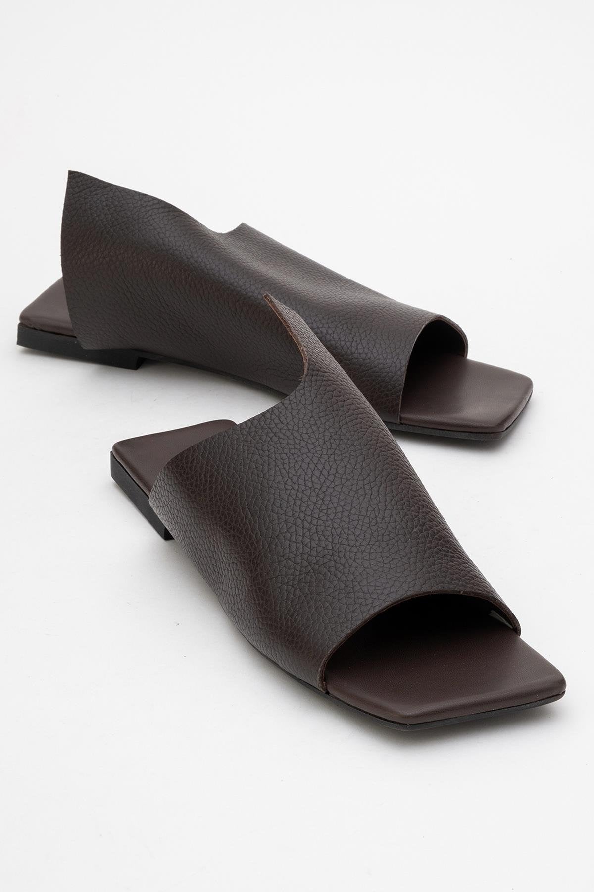 Orianna - Brown Leather Slide Sandal (Women)
