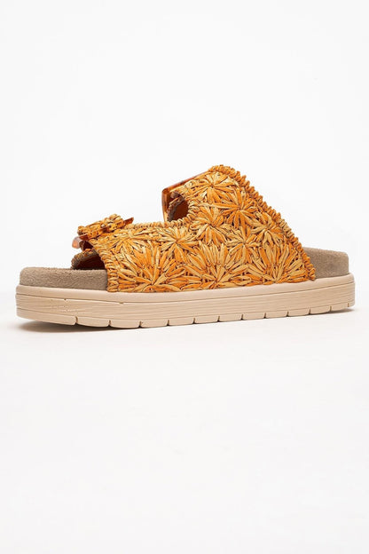 Milana Orange Leather Double‑Strap Slide (Women)