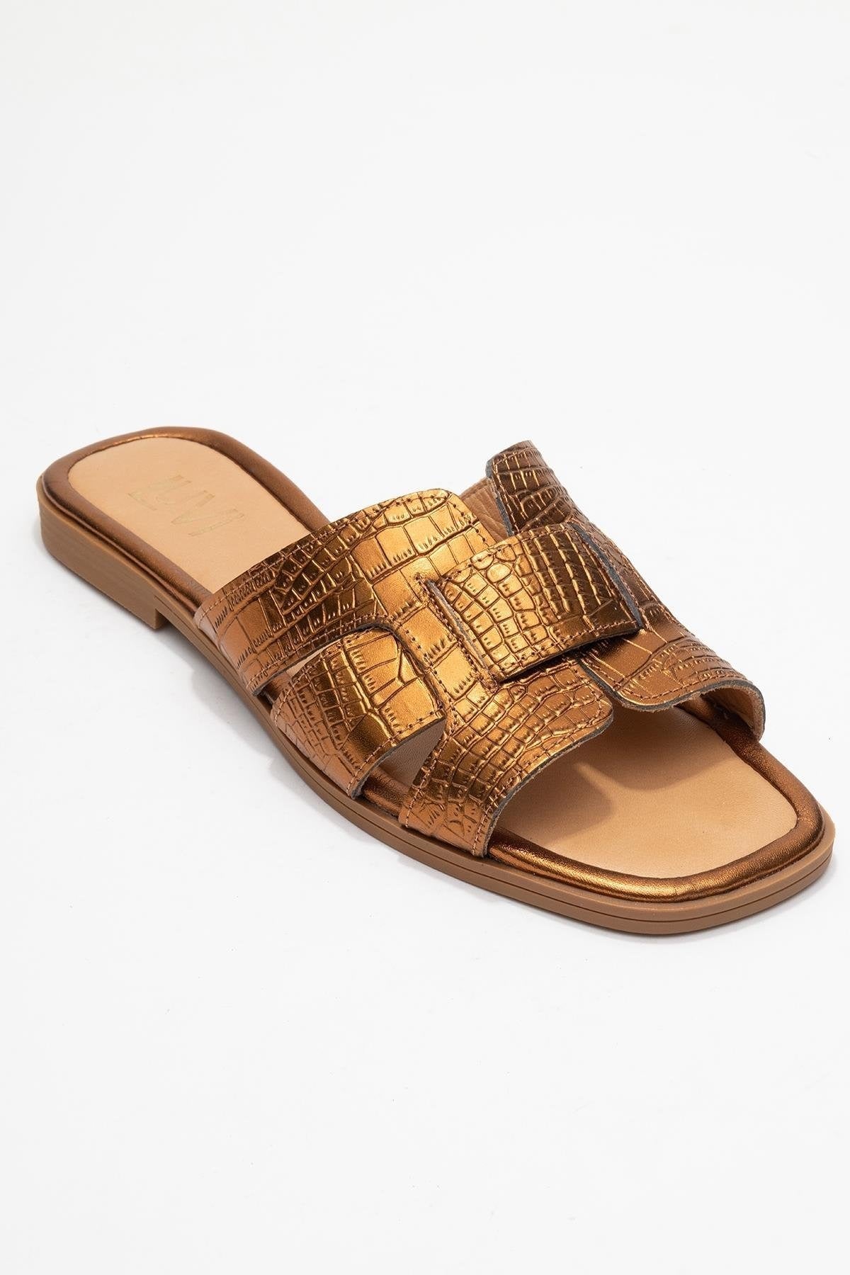Notre - Bronze Leather Slide Sandal (Women)