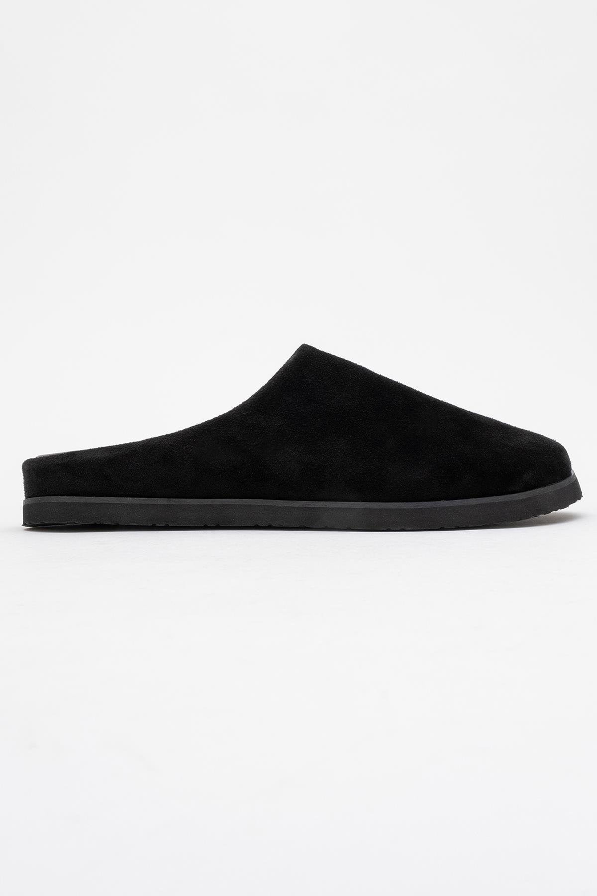 Space - Black Suede Leather Slide Sandal (Women)