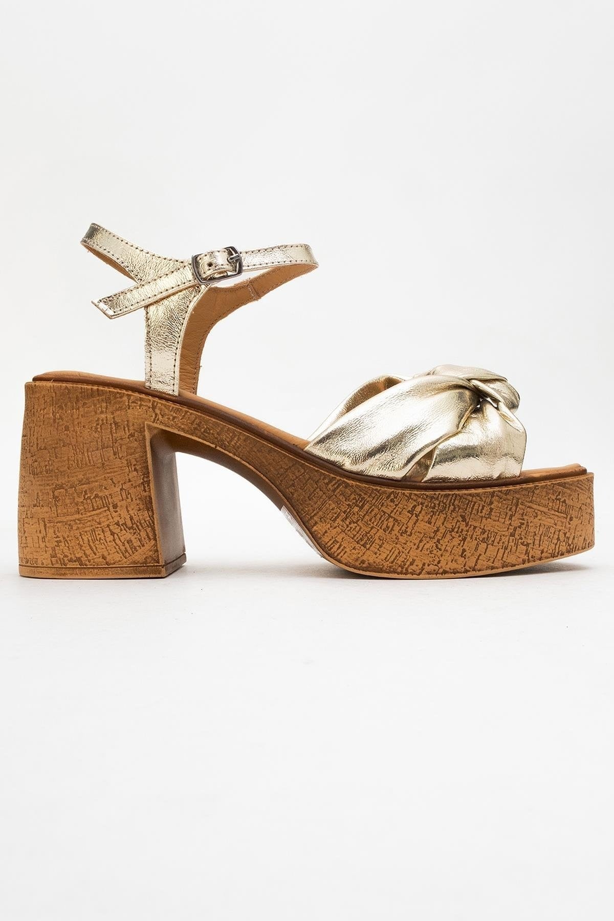 Tily - Gold Platform Wedge Leather Sandal (Women)