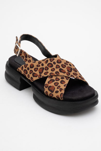 Lungo Leopard Cross‑Strap Wedge Sandal (Women)