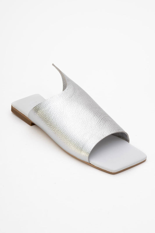 Orianna - Silver Leather Slide Sandal (Women)