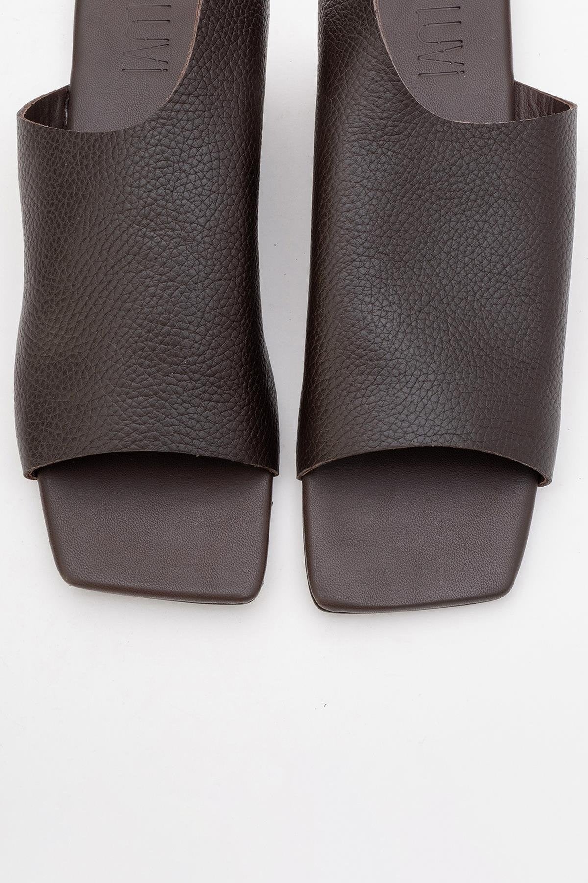 Orianna - Brown Leather Slide Sandal (Women)