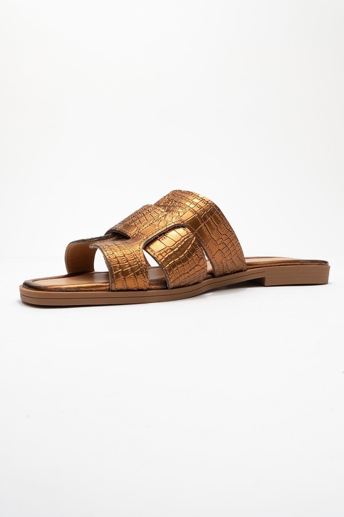 Notre - Bronze Leather Slide Sandal (Women)