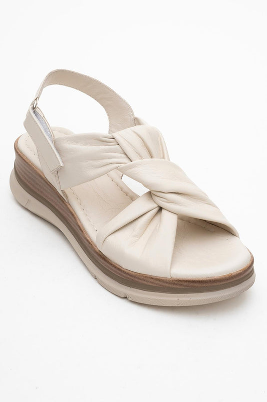 Oara - Beige Leather Sandal (Women)