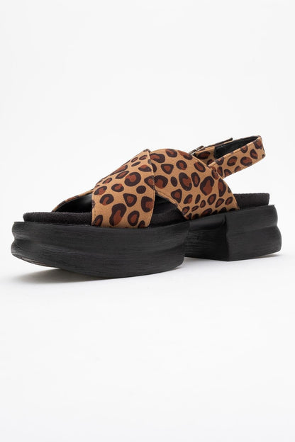 Lungo Leopard Cross‑Strap Wedge Sandal (Women)