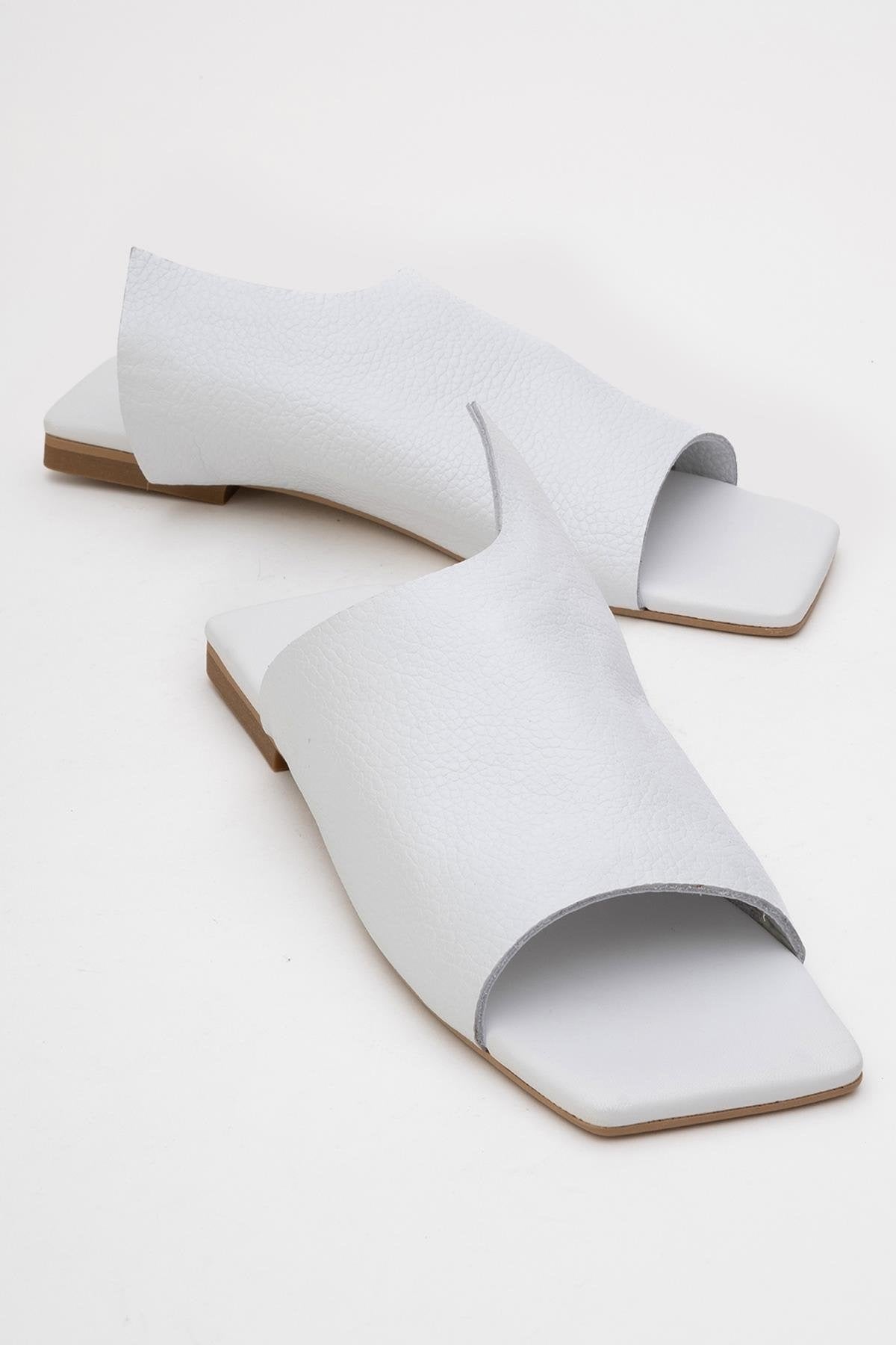 Orianna - White Leather Slide Sandal (Women)