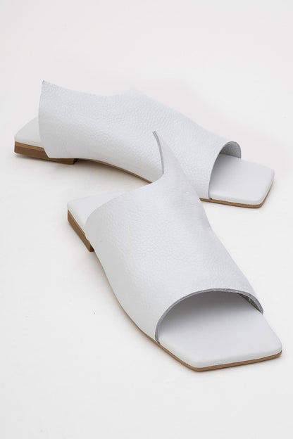 Orianna - White Leather Slide Sandal (Women)