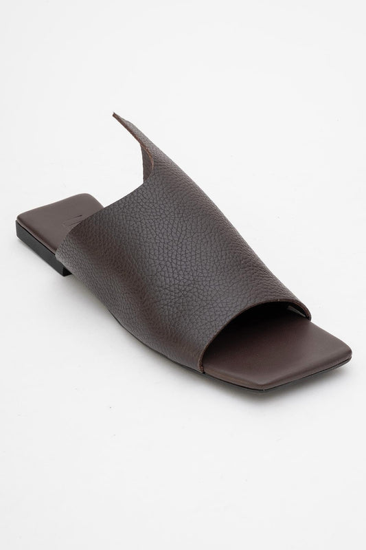 Orianna - Brown Leather Slide Sandal (Women)