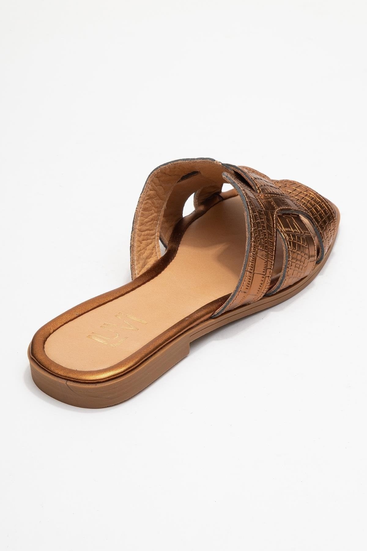 Notre - Bronze Leather Slide Sandal (Women)