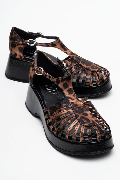 Aniel Leopard Platform Wedge Sandal (Women)