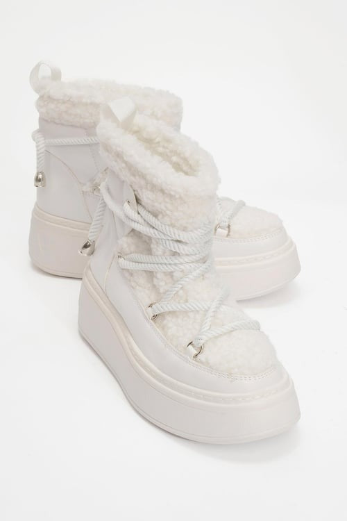 Dila White Fur-Lined Winter Boot (Women)