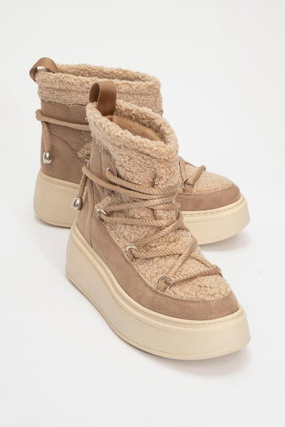 Dila Dark Beige Fur-Lined Winter Boot (Women)