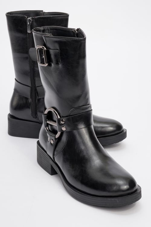 Fies Black Buckled Boot (Women)