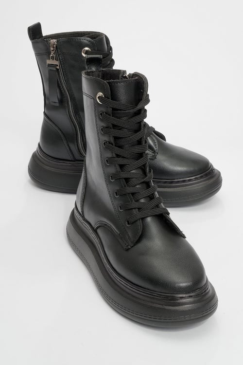 Nicolas Black Combat Boot (Women)