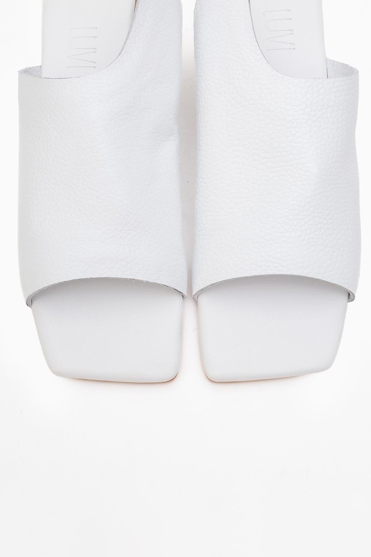 Orianna - White Leather Slide Sandal (Women)